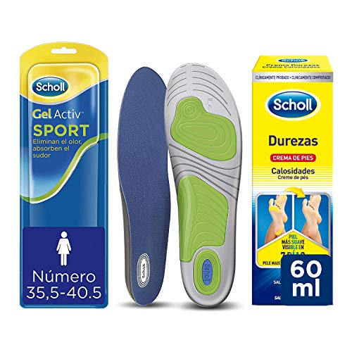 Scholl Plantillas Gelactiv Sport Mujer + Crema de Pies para Durezas - 2 plantillas (Talla 35.5-40.5) + Crema 60ml