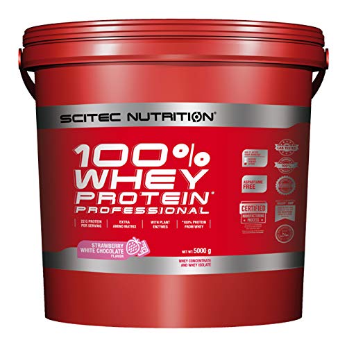 Scitec Nutrition Whey Protein Professional Proteína Fresa, Chocolate Blanco - 5000 g