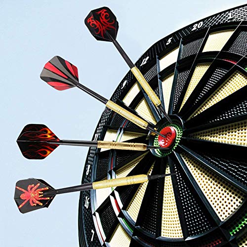 SCOBUTY Dardos Punta Plastico,Dardos Profesionales,12 pcs Set de Dardos Profesionales,Deporte de Ocio para la Oficina con 30 vuelos y 100 Consejos de Dardos y una Bolsa de Almacenamiento