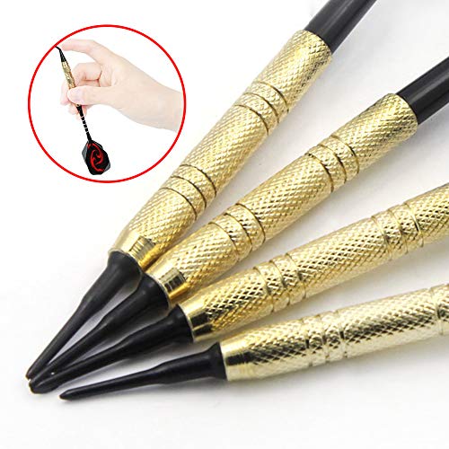 SCOBUTY Dardos Punta Plastico,Dardos Profesionales,12 pcs Set de Dardos Profesionales,Deporte de Ocio para la Oficina con 30 vuelos y 100 Consejos de Dardos y una Bolsa de Almacenamiento