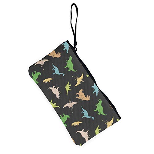 SDFGJ Monedero de Lona para Mujer Monedero de Dibujos Animados Lindo Dinosaurios Dibujados a Mano Bolsa de cosméticos de Moda