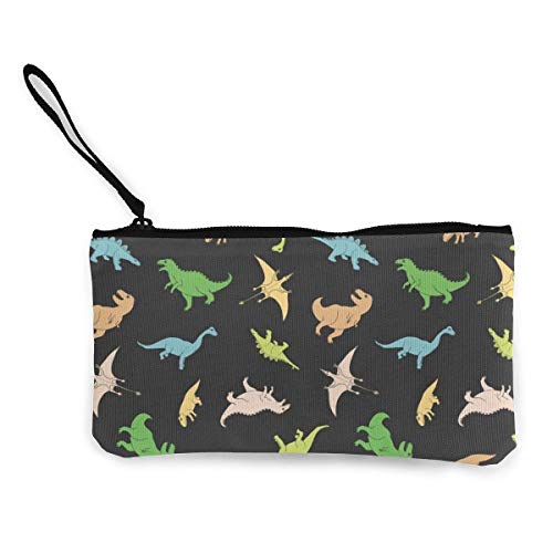 SDFGJ Monedero de Lona para Mujer Monedero de Dibujos Animados Lindo Dinosaurios Dibujados a Mano Bolsa de cosméticos de Moda