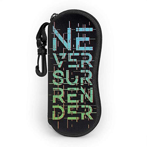 SDFGJ Never Surrender Gafas de sol Estuche blando Estuche antiarañazos para anteojos con mosquetón Estuche protector unisex para anteojos Estuche para anteojos portátil para exteriores Se adapta a la