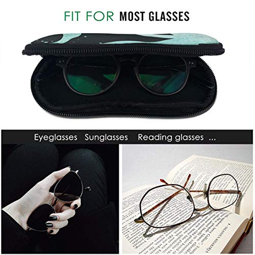 SDFGJ Ocean Mermaid Silhouette Gafas de sol Estuche blando Estuche antiarañazos para anteojos con mosquetón Estuche protector para gafas unisex Estuche para anteojos portátil para exteriores Se adapta