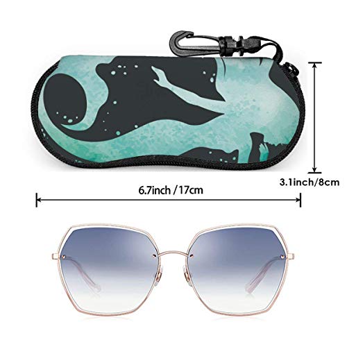 SDFGJ Ocean Mermaid Silhouette Gafas de sol Estuche blando Estuche antiarañazos para anteojos con mosquetón Estuche protector para gafas unisex Estuche para anteojos portátil para exteriores Se adapta