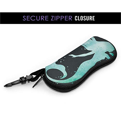 SDFGJ Ocean Mermaid Silhouette Gafas de sol Estuche blando Estuche antiarañazos para anteojos con mosquetón Estuche protector para gafas unisex Estuche para anteojos portátil para exteriores Se adapta