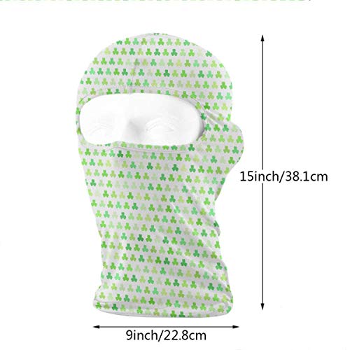 Sdltkhy St. Patrick's Day Lucky Shamrock Men Women Balaclava Neck Hood Full Face Mask Hat Sunscreen Windproof Breathable Quick Drying White Multicolor8