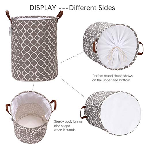 Sea Team - Cesto lavandería con diseño celosía marroquí, cesto lavandería Tela Lona, contenedor Almacenamiento Plegable con Asas Cuero sintético y Cierre de cordón, 50 x 40 cm, Interior Impermeable