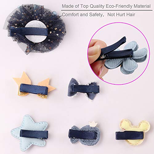 Seatecks 35 Piezas Clips de Pelo Pinzas Bebe Niña Pinza de Pelo Chicas Accesorios Para el Cabello Flor Arco Barrettes Horquillas Lindo-Azul Marino