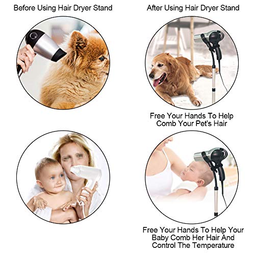 Secador de Pelo Soportes Manos Libres con Altura Ajustable Base de Succión Extraíble Estable para El Baño Mujeres