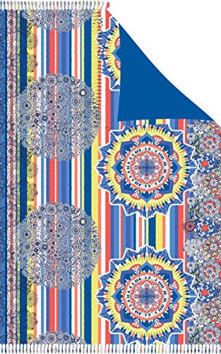 Secaneta Pareos de Playa Multicolor tamaño Grande de 150x100cm Toallas de Playa Mod. Judith (Azul)