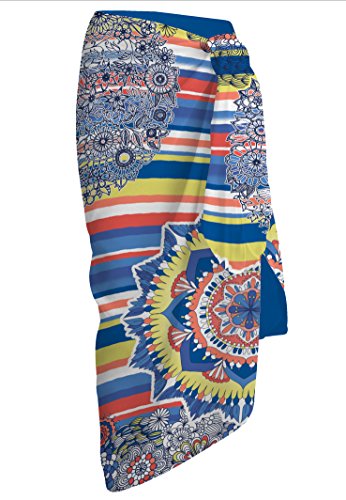 Secaneta Pareos de Playa Multicolor tamaño Grande de 150x100cm Toallas de Playa Mod. Judith (Azul)