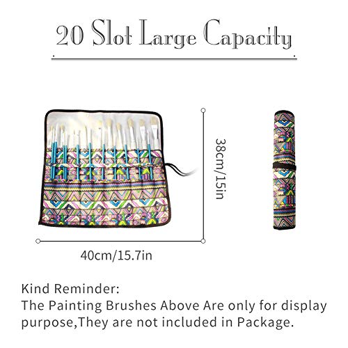 SEDEX 20 Ranura Estuche Enrollable Portátil para Lápices de Pinturas de Lona Gran Capacidad Cepillo Pinceles Organizadores para Artista Pintor Papelería Elegante para Escuela Oficina, Estilo Folklore