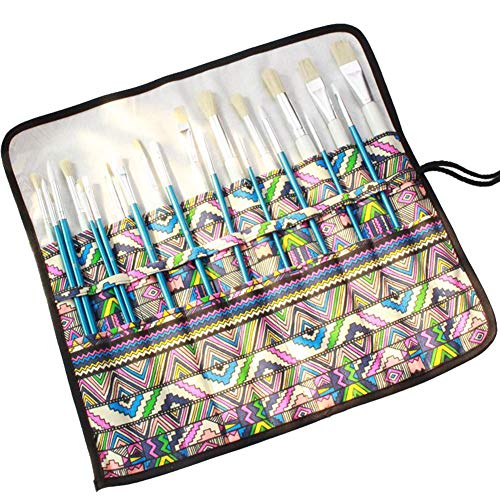 SEDEX 20 Ranura Estuche Enrollable Portátil para Lápices de Pinturas de Lona Gran Capacidad Cepillo Pinceles Organizadores para Artista Pintor Papelería Elegante para Escuela Oficina, Estilo Folklore