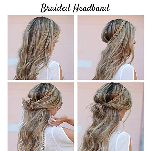 SEGO Diademas Trenzadas Elásticas Mujer Pelo Sintético Se Ve Natural [Castaño Oscuro] Extensiones de Cabello Accesorios Braid Hair Headband (L-3.8cm)