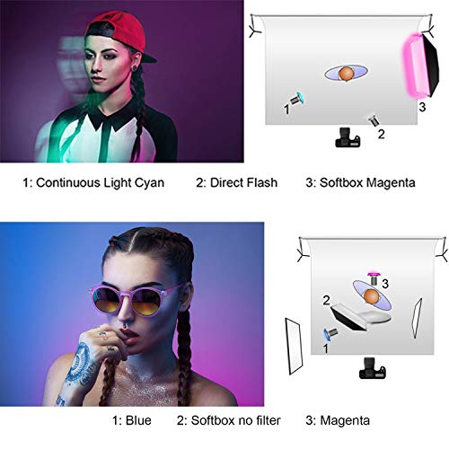 Selens 40x50cm Gel de Color Filtro Luz Geles de Corrección Láminas Plástica de Película de Color Transparente para Foco de 800W Cabezal Rojo Fotografía Estudio Fotográfico 6 Piezas + 8 Clip