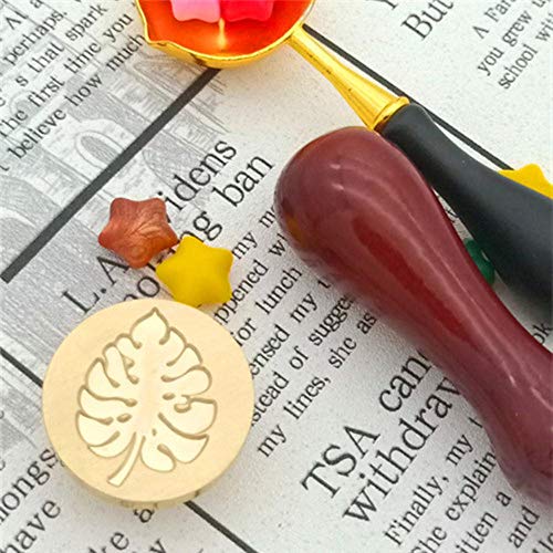 Sello de sello de cera de flor de planta de madera retro Hojas de ginkgo de palma de arce decorativa Árbol de coco Sello de sellado de correos Sello de boda, 7 Solo cabeza