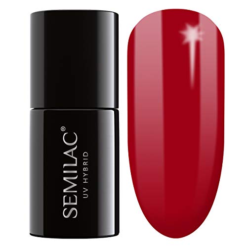 Semilac Esmalte de uñas híbrido UV, número 027, 7 ml, rojo intenso