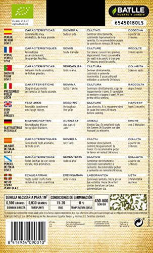 Semillas Ecológicas Aromáticas - Perejil Común 2 Hoja Grande - ECO - Batlle