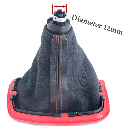 Semoss 5 Velocidades Universal Manual Pomo Palanca Cambios con Polaina y funda polvo y Marco para coche,diámetro 12mm,Rojo