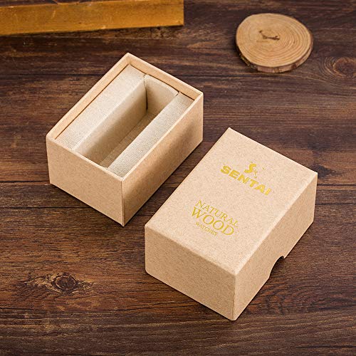Sentai Madera de Nogal Reloj de Pulsera Relojes de Correa de Piel Hecho a Mano Ligero Unisex Reloj de Pulsera Artesanal de Cuarzo para Mujer y Hombre