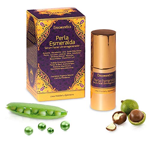 Sérum Facial Ultrarregenerador con Guisante, Hialurónico, Macadamia y Jara - 'Perla Esmeralda' - 20ml