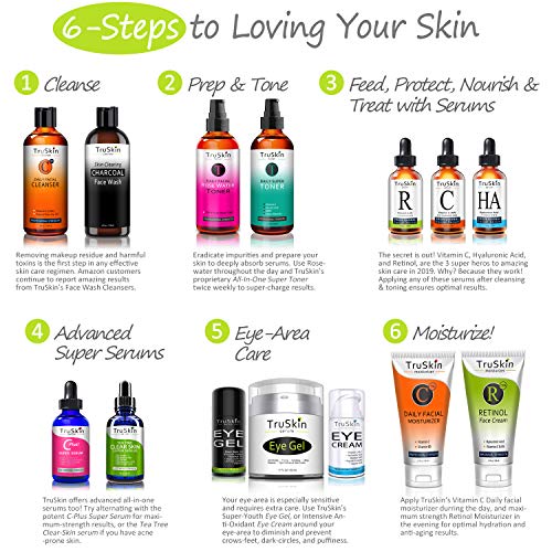 Sérum para arrugas TruSkin con Vitamina A + Ácido Hialurónico, Vitamina E, Té Verde Orgánico, Aceite de Jojoba. Ideal para su uso con Sérum TruSkin Naturals Vitamina C Antienvejecimiento, 30 ml