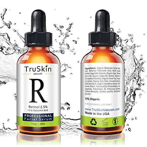 Sérum para arrugas TruSkin con Vitamina A + Ácido Hialurónico, Vitamina E, Té Verde Orgánico, Aceite de Jojoba. Ideal para su uso con Sérum TruSkin Naturals Vitamina C Antienvejecimiento, 30 ml