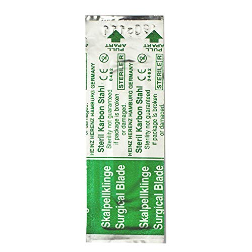 Set - 10 piezas hojas de bisturí No. 15 y mango de bisturí No. 3 - Hojas de repuesto para bisturí hechas de acero al carbono - Estéril
