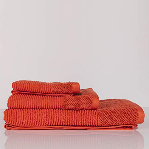 Set 3pcs Toallas de baño (30 x 50 + 50 x 90 + 70 x 140 cm) 450 gsm 100% algodón Rojo Casa Benetton