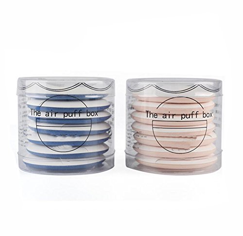 Set (7 unidades) de almohadillas de aire esponjosas multifuncionales, para maquillaje, aplicadores de base de doble uso, en seco y húmedo, con caja para cremas BB, CC y base líquida