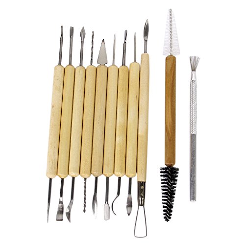 Set de 11 piezas de para cerámica de arcilla - Material: madera y metal - Excelente para trabajar con arcilla , pintura, manualidades, madera, proyectos de arte , esculturas y otros proyectos de arte