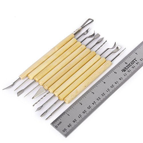 Set de 11 piezas de para cerámica de arcilla - Material: madera y metal - Excelente para trabajar con arcilla , pintura, manualidades, madera, proyectos de arte , esculturas y otros proyectos de arte