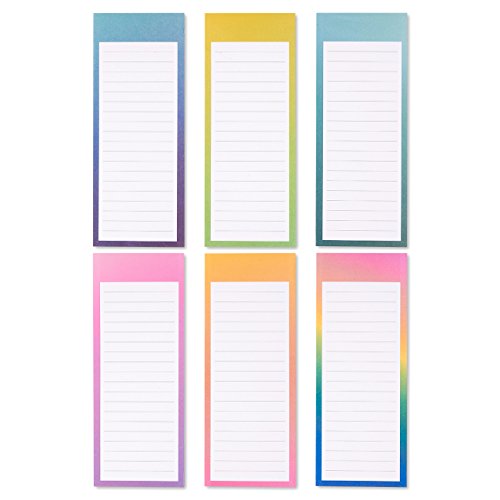 Set de 12 blocs de notas magnético – magnético Memo Pads, Rainbow gradiente frigorífico blocs de notas para listas de la compra, hacer, listas de tareas domésticas, 6 colores – 3,5 x 9 pulgadas