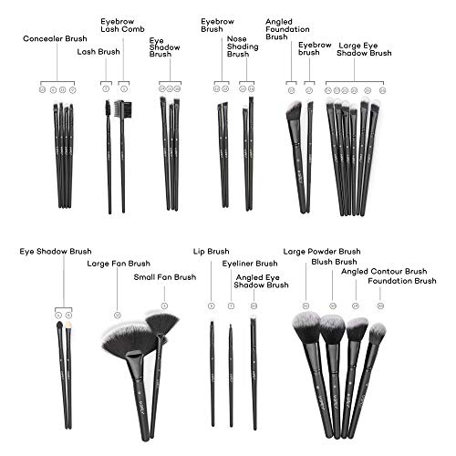 Set de 32 pinceles para maquillaje profesional USpicy y bolsa de viaje de alta gama. Fibras sintéticas flexibles, suaves y fáciles. Para todo tipo de maquillaje. Idea regalo.