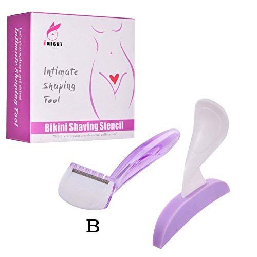Set de afeitado de bikini para mujer, afeitadora recortadora de bikini portátil + plantilla de afeitado, para el modelado del vello púbico femenino (corazón, lineal, triángulo)