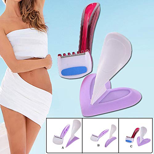 Set de afeitado de bikini para mujer, afeitadora recortadora de bikini portátil + plantilla de afeitado, para el modelado del vello púbico femenino (corazón, lineal, triángulo)