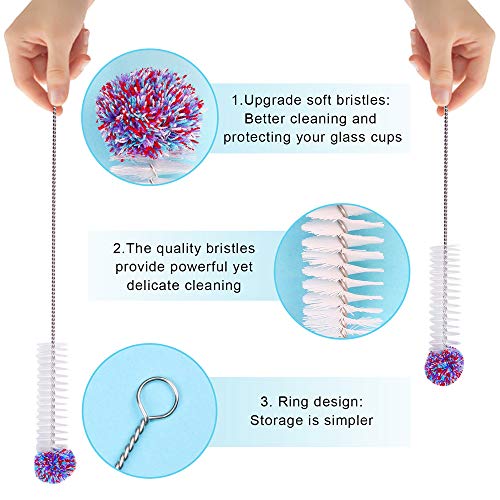 Set de Cepillo de Limpieza, 6 Piezas Flexible Botella De Cepillo De Limpieza, Con Cabeza Redonda de Algodón, Cepillo de Nylon, para Jarras, Matraces, Tazas, Vasos, Floreros, Paja, Jarras de Café