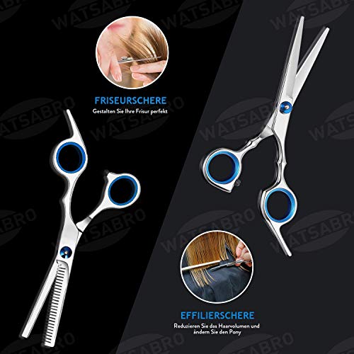 Set de tijeras de pelo de WATSABRO, el juego de cortapelos profesional antioxidante es adecuado para hogares y salones de peluquería y se puede utilizar para hombres, mujeres y mascotas.
