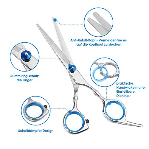 Set de tijeras de pelo de WATSABRO, el juego de cortapelos profesional antioxidante es adecuado para hogares y salones de peluquería y se puede utilizar para hombres, mujeres y mascotas.
