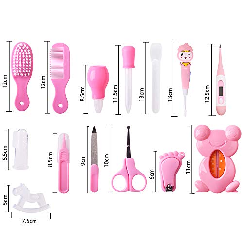 Set para Cuidado del Bebé Rosa 14 Unids Recién Nacido Bebé Cuidado Set con dos Peines Cortauñas Cepillos de Dedo para Bebés (14pcs Rosa)