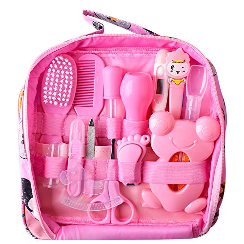 Set para Cuidado del Bebé Rosa 14 Unids Recién Nacido Bebé Cuidado Set con dos Peines Cortauñas Cepillos de Dedo para Bebés (14pcs Rosa)