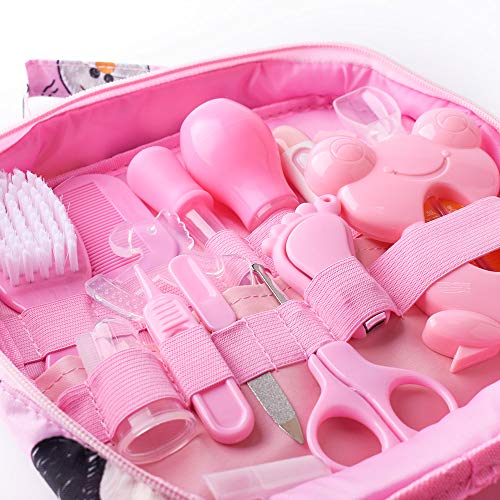 Set para Cuidado del Bebé Rosa 14 Unids Recién Nacido Bebé Cuidado Set con dos Peines Cortauñas Cepillos de Dedo para Bebés (14pcs Rosa)