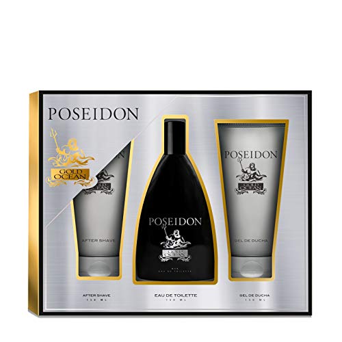 Set Perfume para Hombre POSEIDON Gold Ocean - EDT 150 ml Gel de Ducha y After Shave