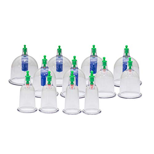 Set Ventosa Cupping Terapia Chinas,12 Vasos de Aire Vacio y Bomba, para Celulitis, Dolor de Espalda, Facial,Adelgazar