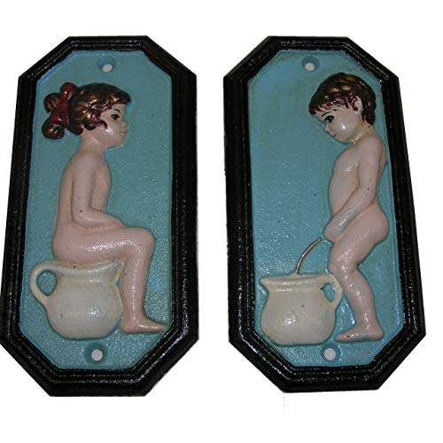 Set WC nostálgica placa de hierro puerta cartel Niño/Niña Hombre/Mujer