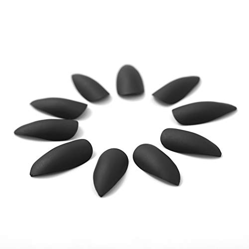 Sethexy 24 piezas Puro Color Mate Agudo Uñas falsas Escarchado Moda Estilete Cobertura total Largo Uñas acrílicas con uñas falsas para mujeres y niñas (negro)