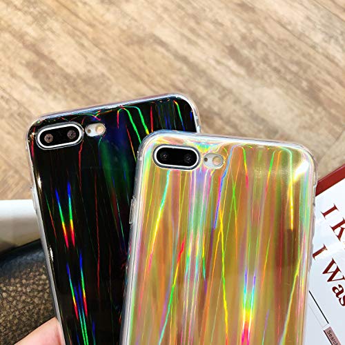 SevenPanda Caso Iridiscente del Huawei Mate 9 Pro 2018 Arco Iris, Huawei Mate 9 Pro 2018 Holographic Sparkle Meteor Rain Light Super Slim Silver Caso Protector Suave del TPU Caso - Aurora Gold