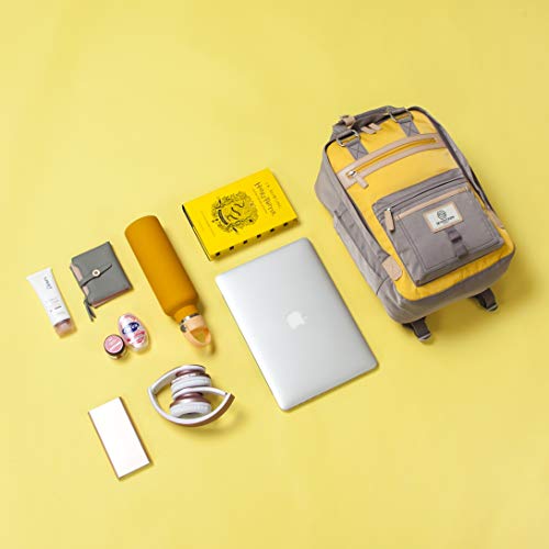 SEVENTEEN LONDON - Mochila 'Wimbledon' Moderna, Sencilla y Unisex con un Acabado Gris & Amarillo en el Estilo de una Mochila escandinava, computadora portátil de hasta 13"