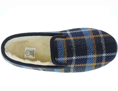 SEVILLAS 97 Zapatilla Cerrada Confortable Paño Cuadros Pura Lana Virgen Clásica Casa Hombre Marino Talla 41